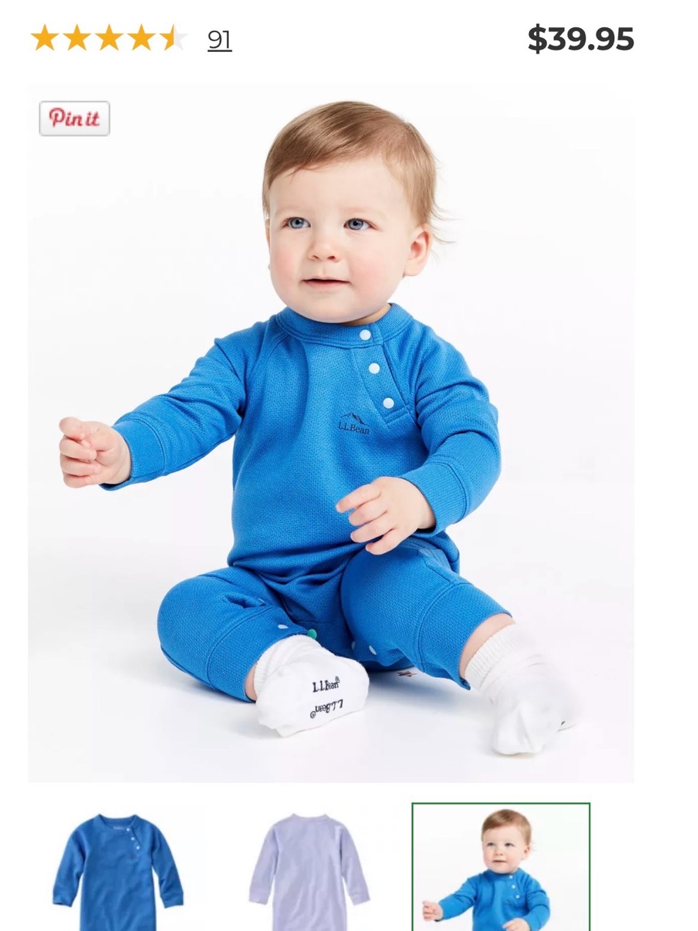 L.L. Bean Wicked Warm One-Piece 12-18M